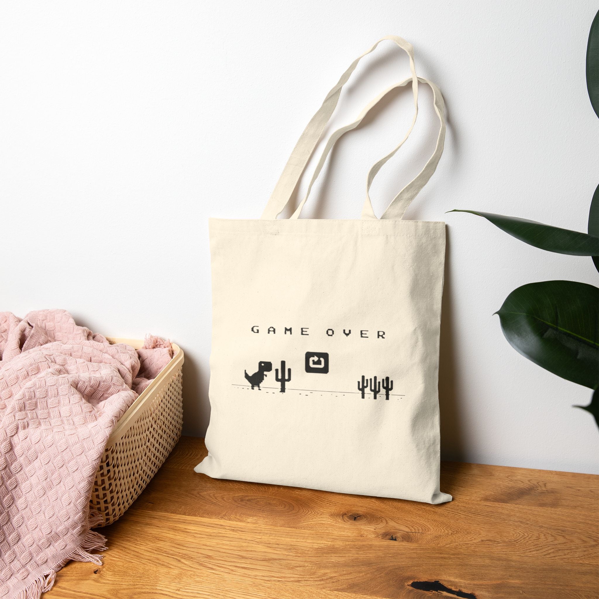 No Internet, Game Over 🦖 Dinosaur Tote Bag - a nostalgic and stylish everyday essential inspired by the classic offline game