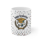 Happy Graduation Ceramic Mug — Celebration Cap & Diploma Design