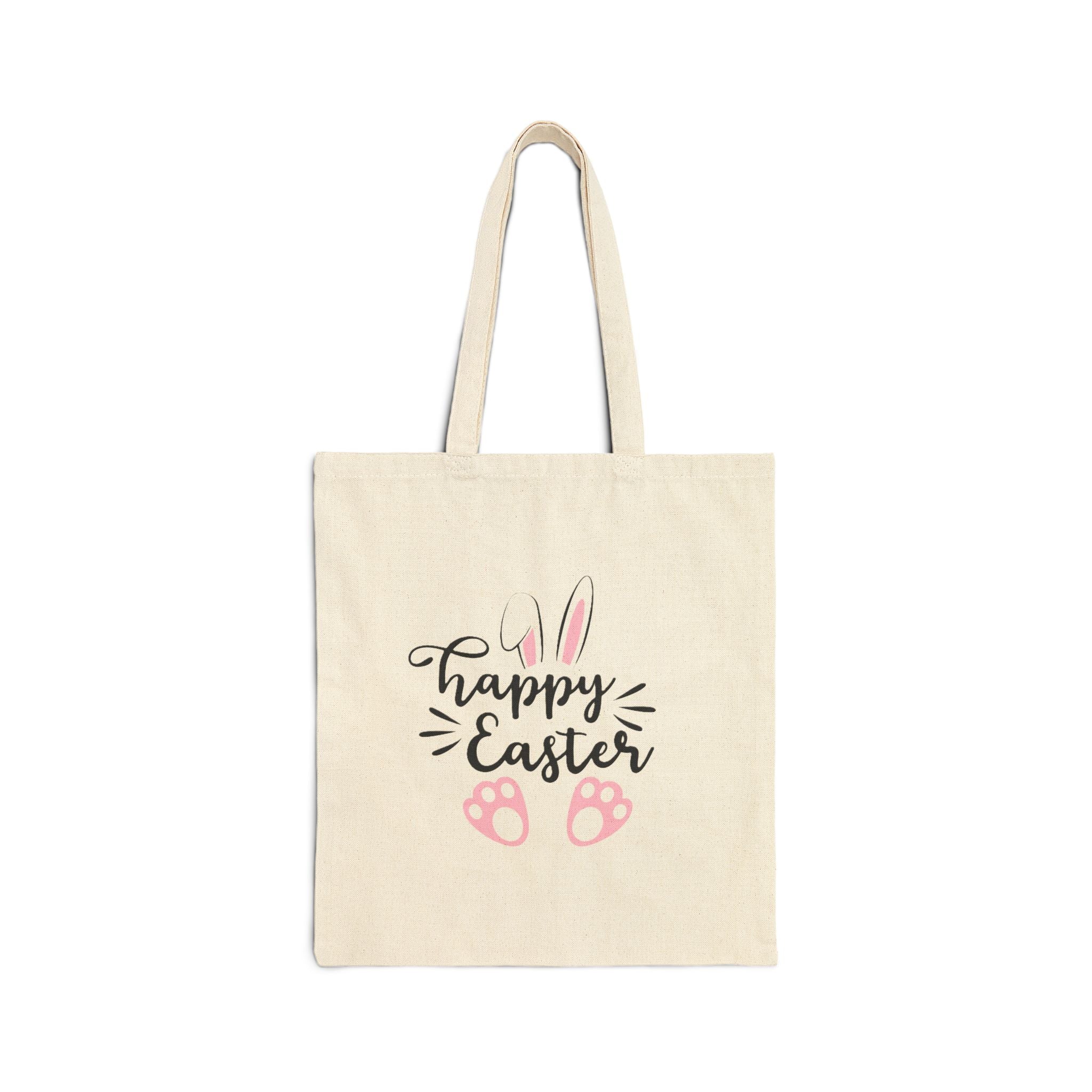 Happy Easter Canvas Tote Bag – Minimalist  Design Reusable Bag
