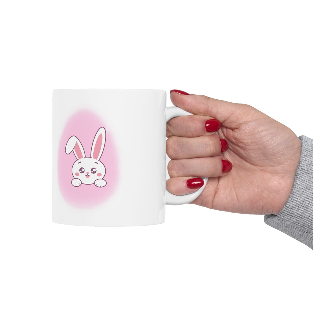 Happy Easter Pink Rabbit Mug | Cute Bunny Ceramic 11oz