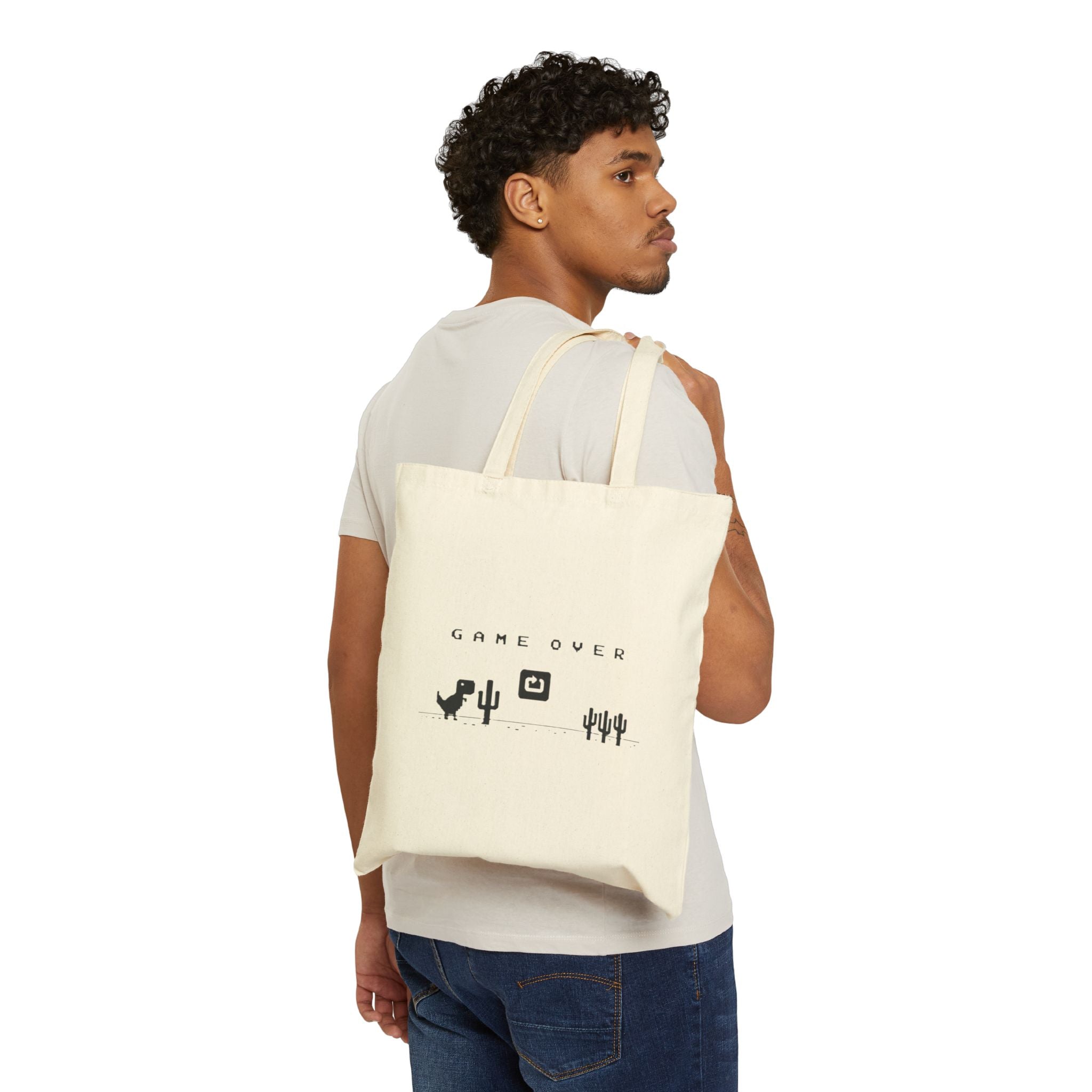 No Internet, Game Over 🦖 Dinosaur Tote Bag - a nostalgic and stylish everyday essential inspired by the classic offline game