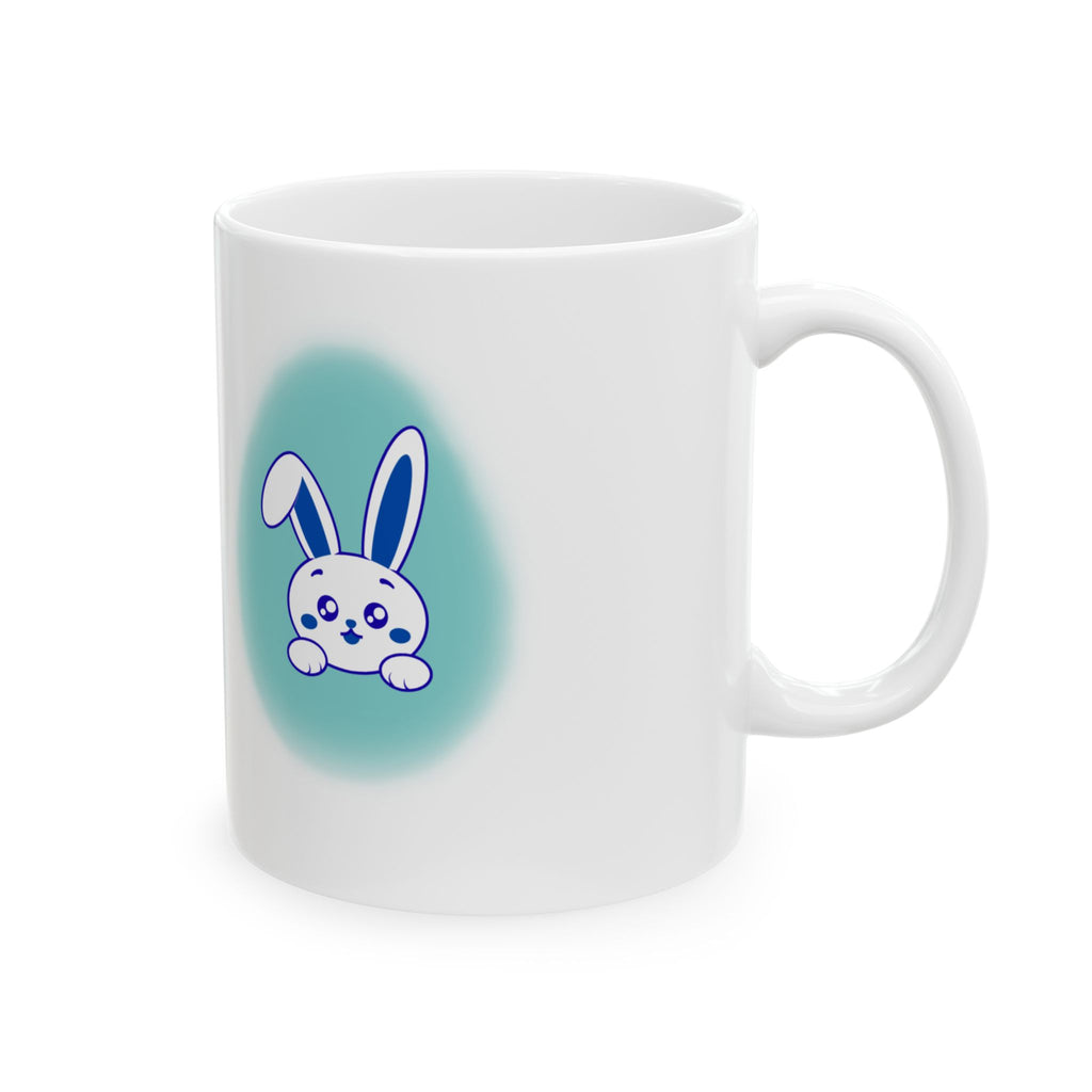 Happy Easter Blue Rabbit Mug | Cute Bunny Ceramic 11oz